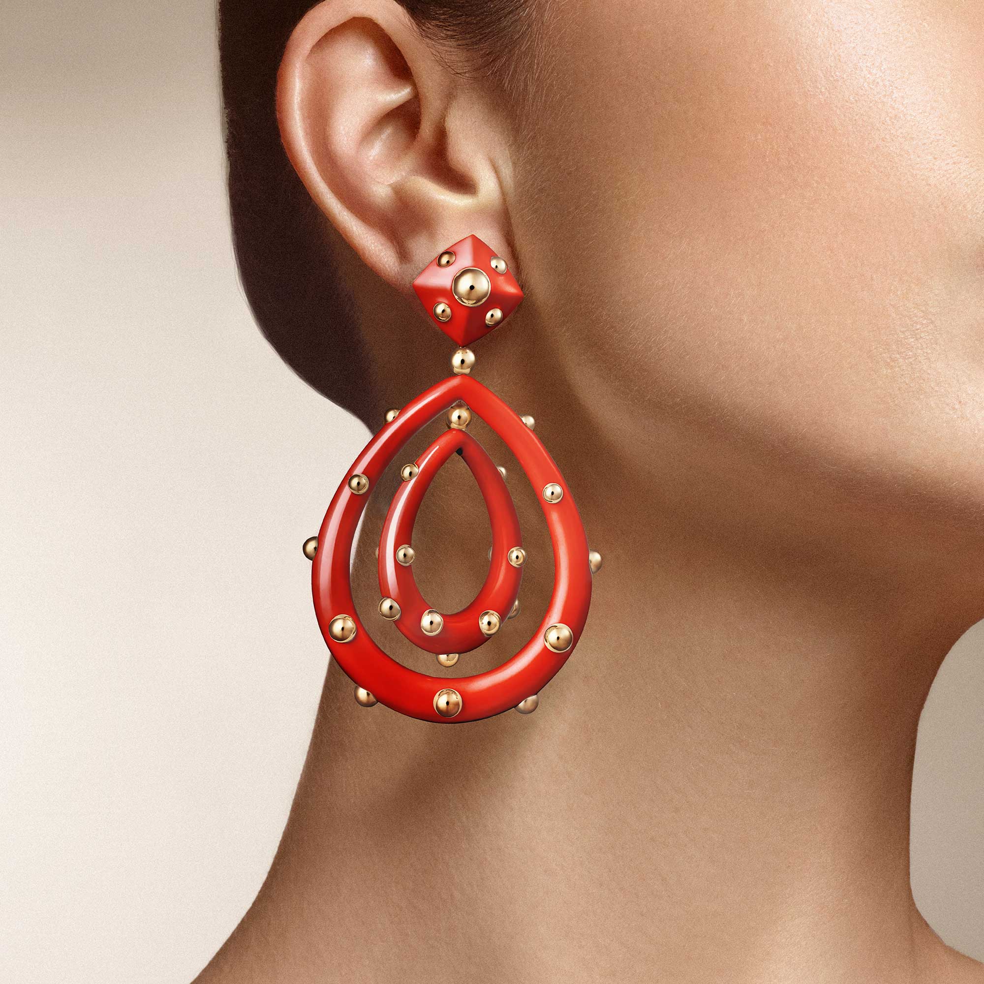 Medium Goccia Earrings Red