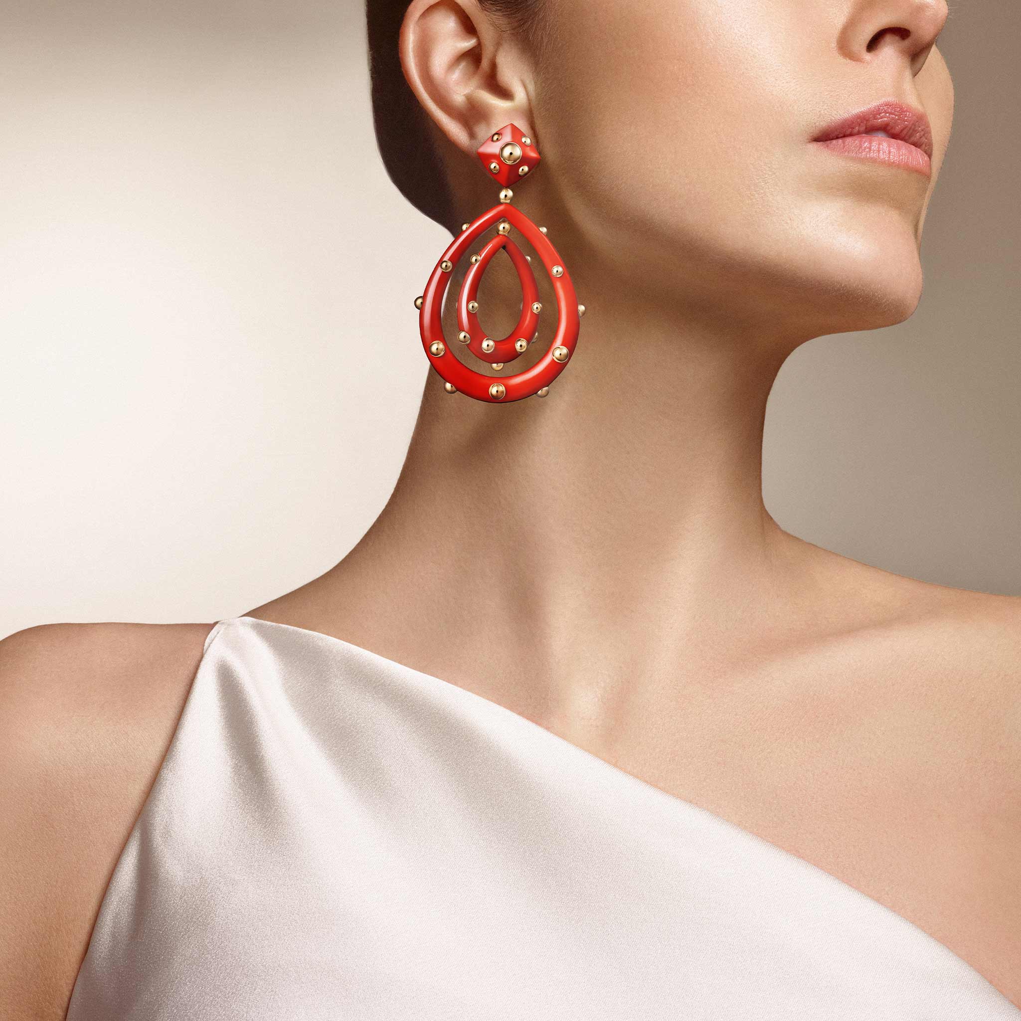 Medium Goccia Earrings Red