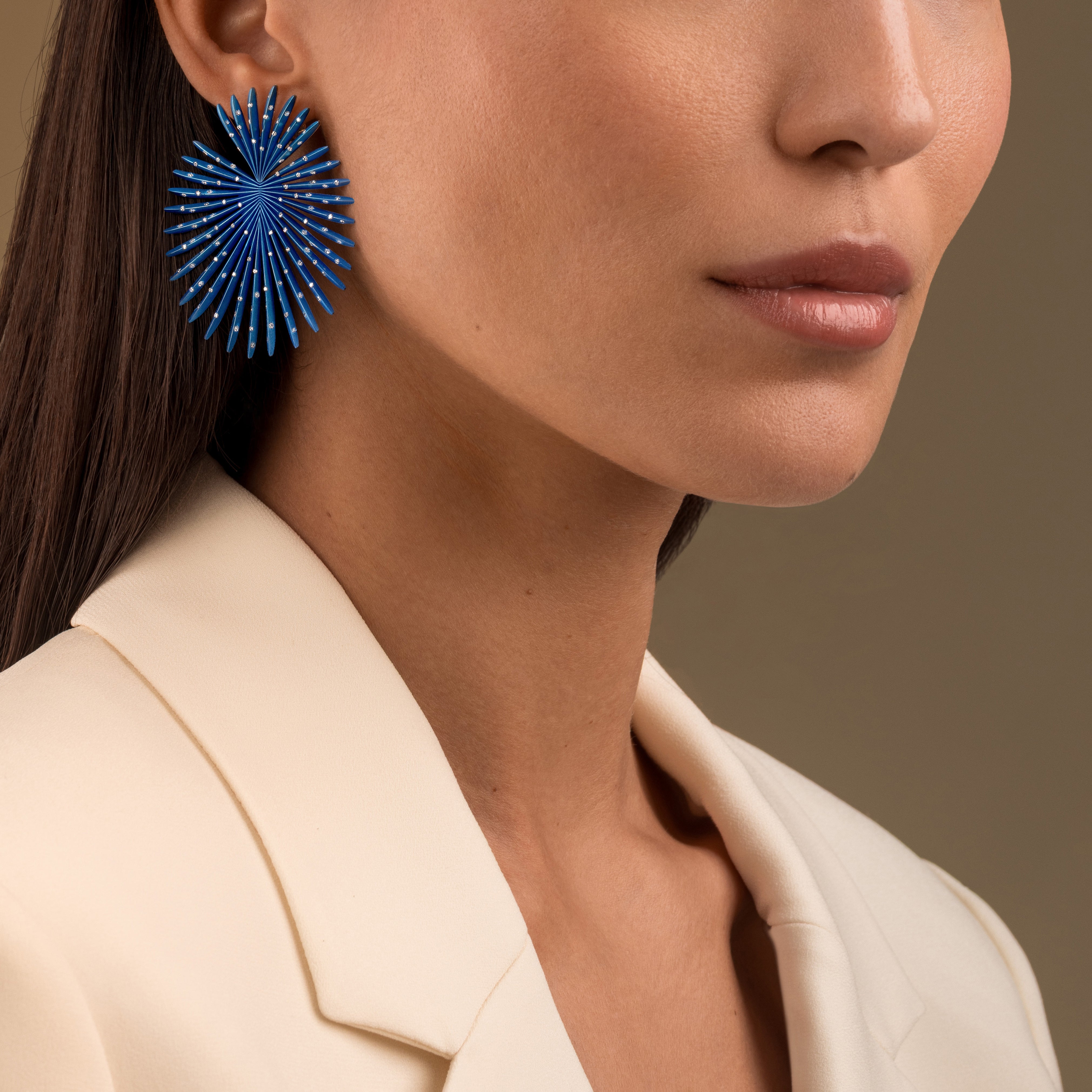Small Palma Titanium Diamond Earrings