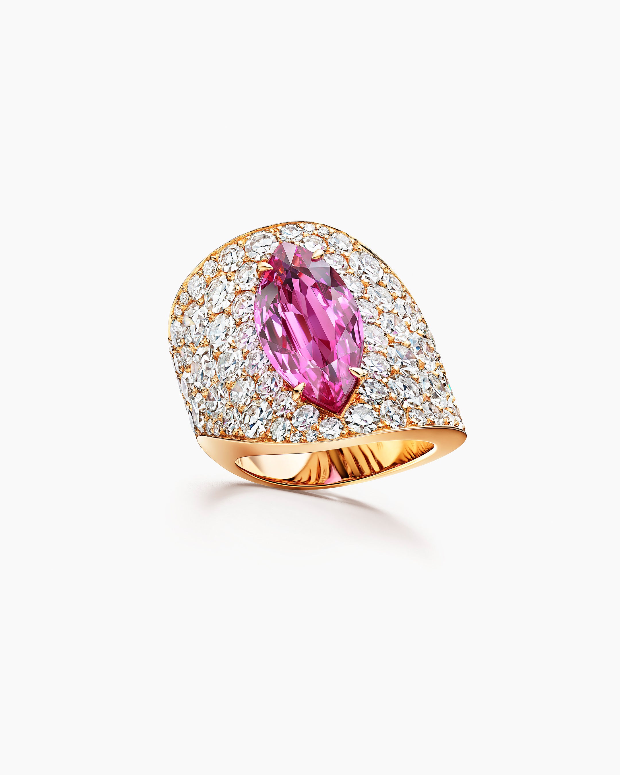 Navette pink sapphire ring
